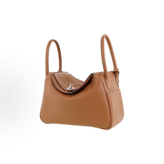 HERMES Lindy 26 silver clasp handbag, regular 26 women\'s style 37 Gold Brown